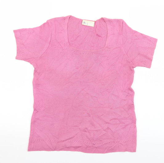BHS Womens Pink Scoop Neck  Acrylic Pullover Jumper Size 12
