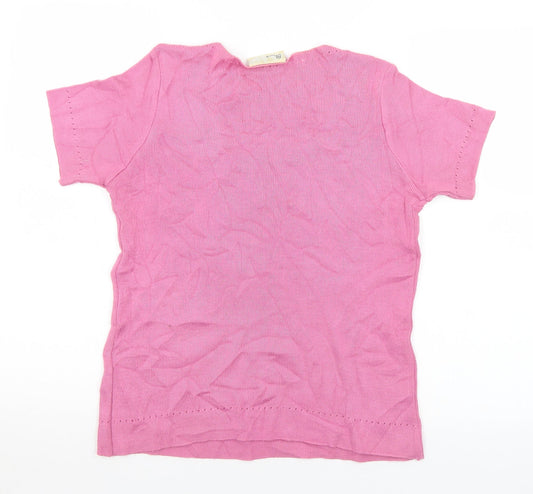 BHS Womens Pink Scoop Neck  Acrylic Pullover Jumper Size 12