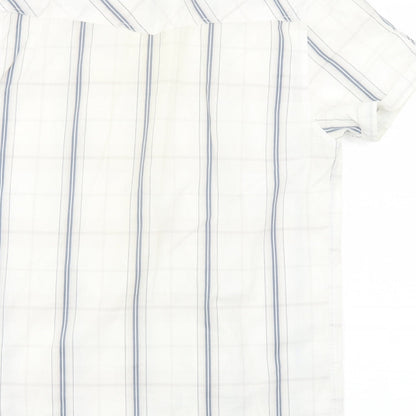 Coldcut Mens White Plaid Cotton  Button-Up Size S Collared Snap