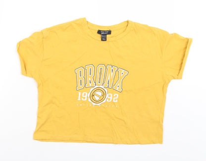 New Look Girls Yellow  Cotton Basic T-Shirt Size 14-15 Years Crew Neck  - Bronx