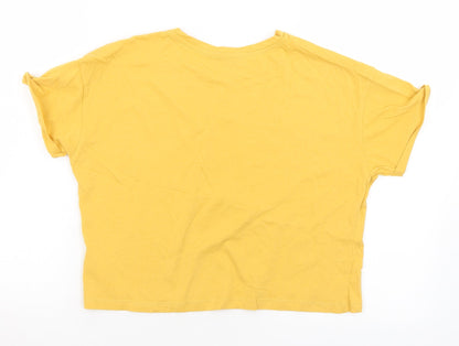 New Look Girls Yellow  Cotton Basic T-Shirt Size 14-15 Years Crew Neck  - Bronx