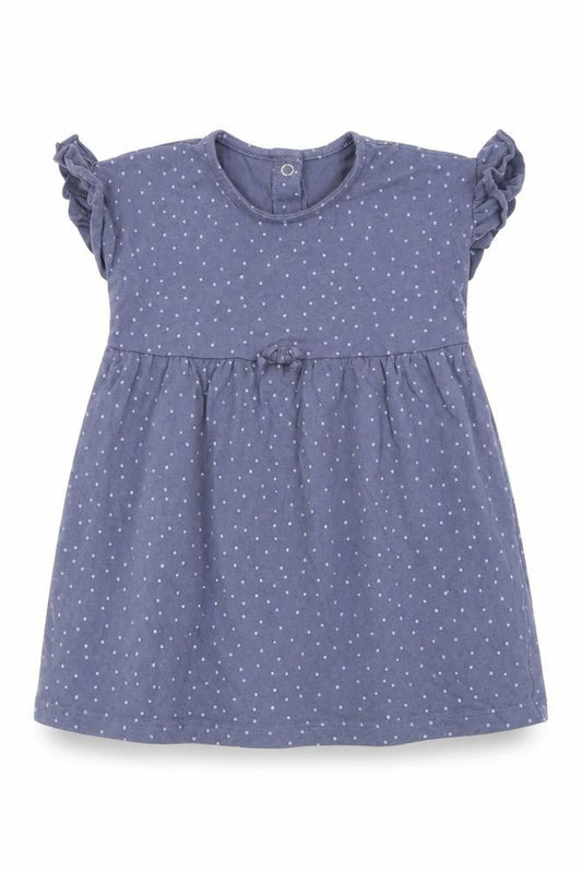 George Girls Grey Polka Dot Cotton A-Line  Size 9-12 Months  Round Neck Snap