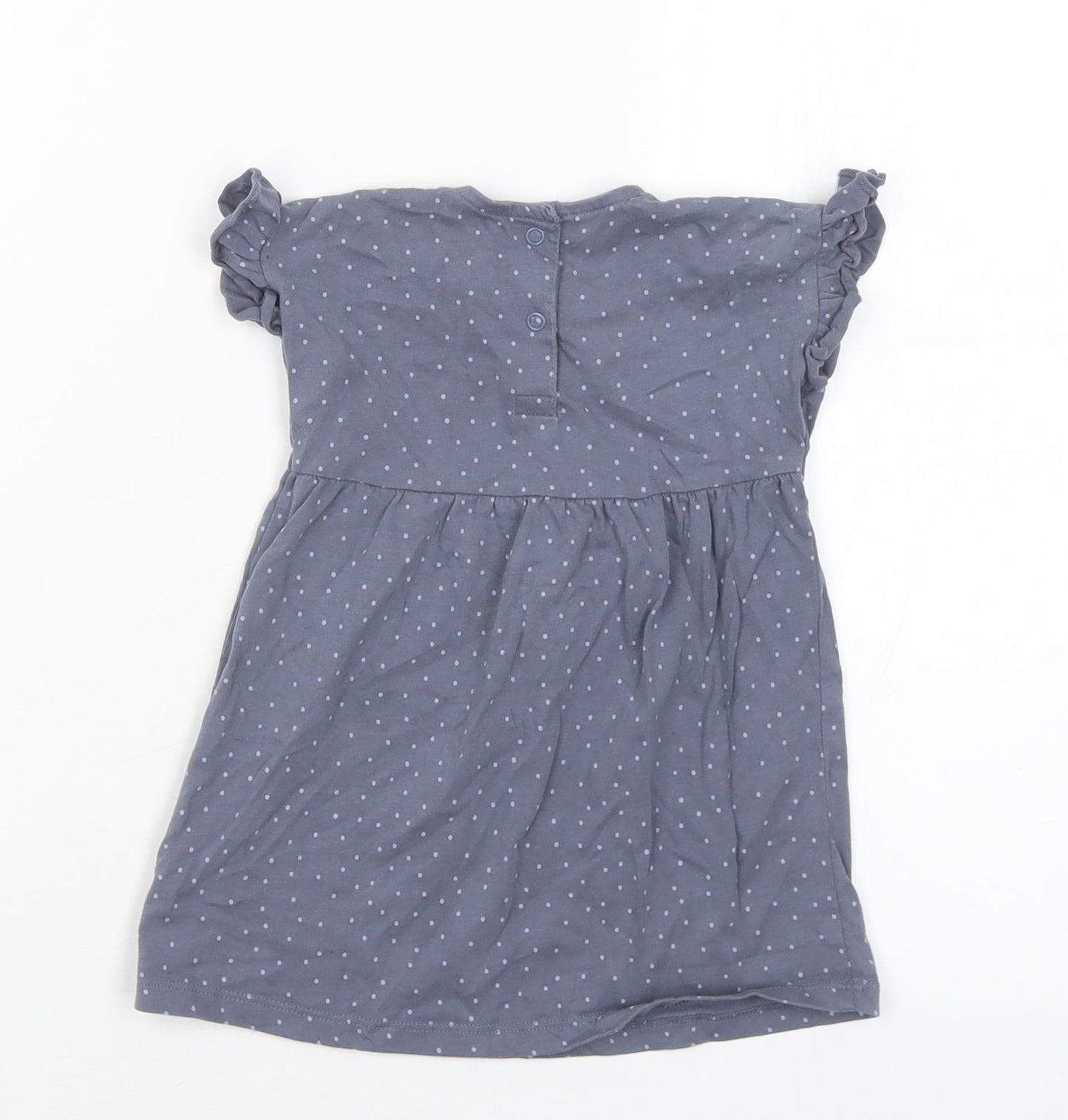 George Girls Grey Polka Dot Cotton A-Line  Size 9-12 Months  Round Neck Snap