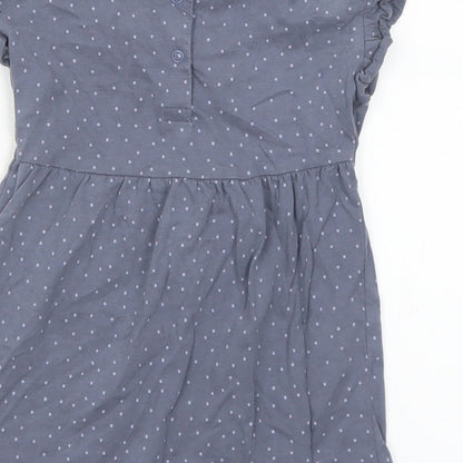 George Girls Grey Polka Dot Cotton A-Line  Size 9-12 Months  Round Neck Snap