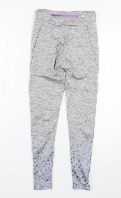 Dunnes Stores Girls Grey Geometric Polyester Jogger Trousers Size L L23 in Regular