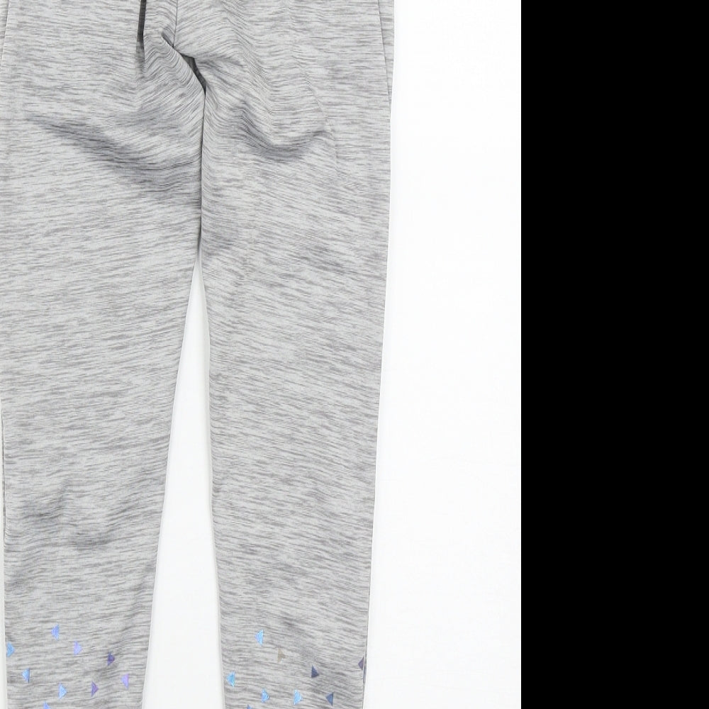 Dunnes Stores Girls Grey Geometric Polyester Jogger Trousers Size L L23 in Regular