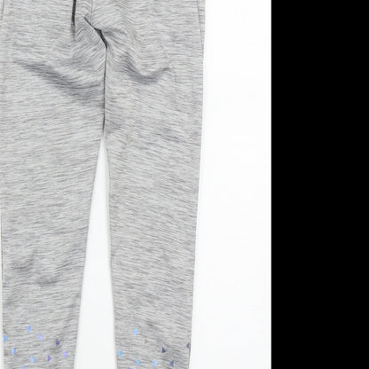 Dunnes Stores Girls Grey Geometric Polyester Jogger Trousers Size L L23 in Regular