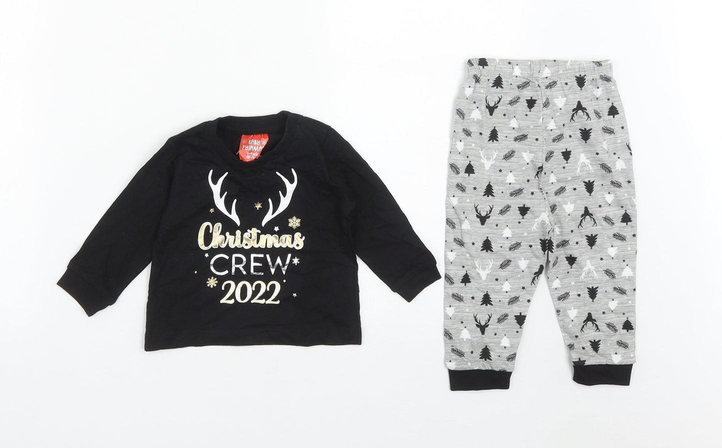 B&M Baby Black  Cotton Trousers Outfit/Set Size 6-9 Months   - Christmas Pyjama set