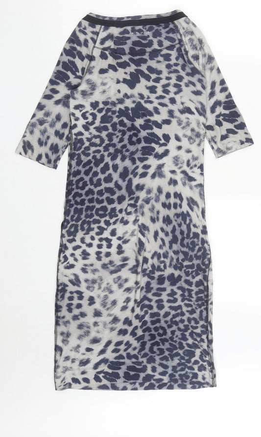 Marc Cain Womens Blue Geometric Cotton Bodycon  Size S  Round Neck