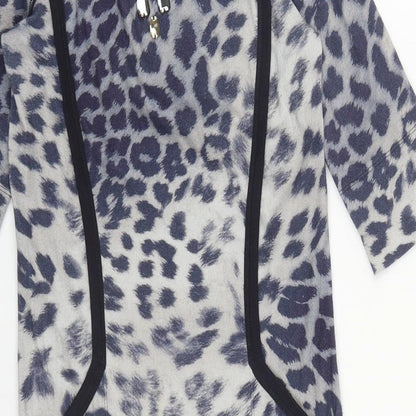 Marc Cain Womens Blue Geometric Cotton Bodycon  Size S  Round Neck