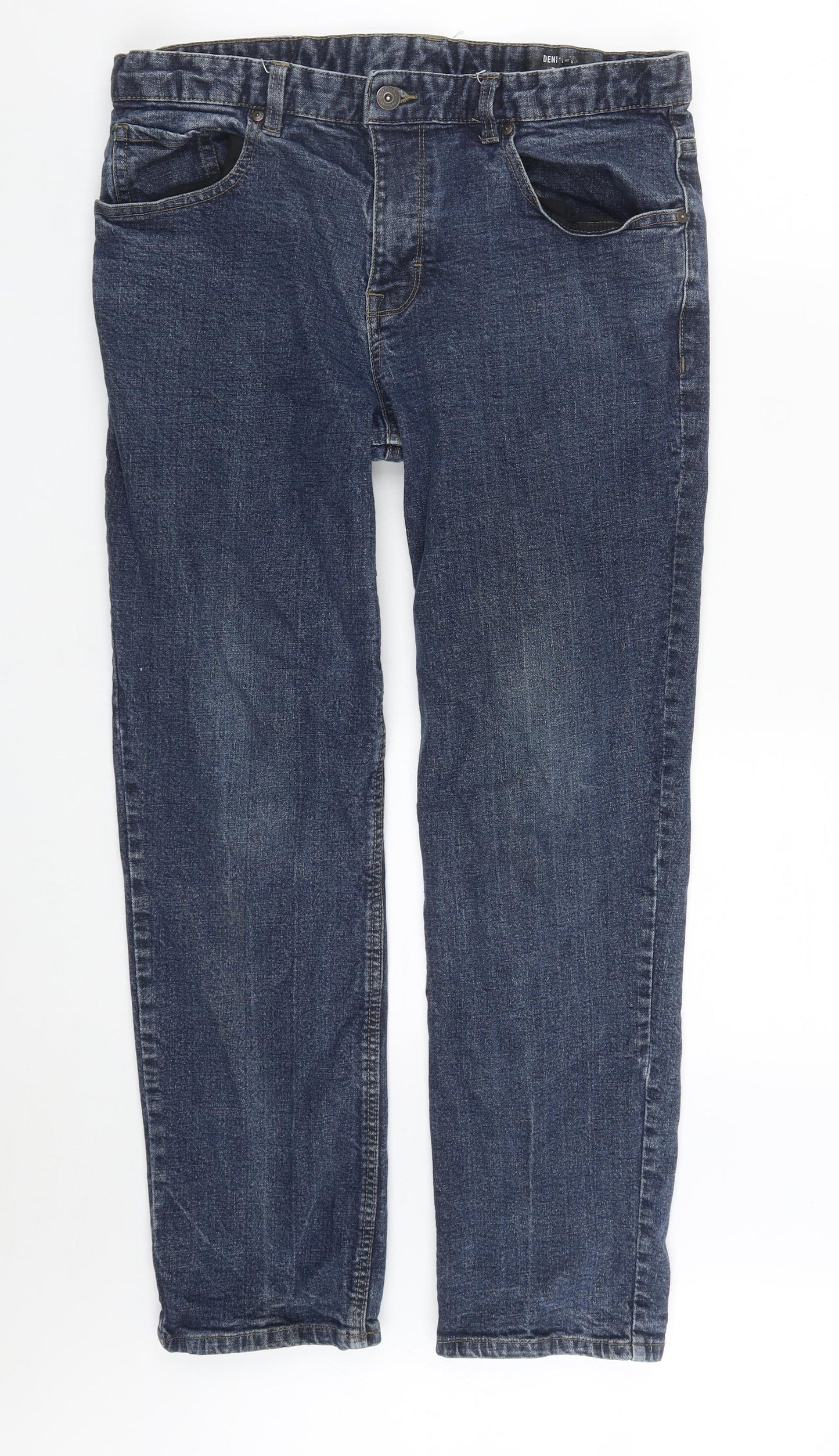 Tu  Mens Blue  Cotton Straight Jeans Size 34 in L27 in Regular Zip