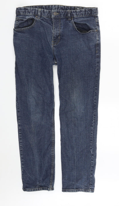 Tu  Mens Blue  Cotton Straight Jeans Size 34 in L27 in Regular Zip