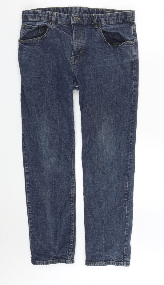 Tu  Mens Blue  Cotton Straight Jeans Size 34 in L27 in Regular Zip