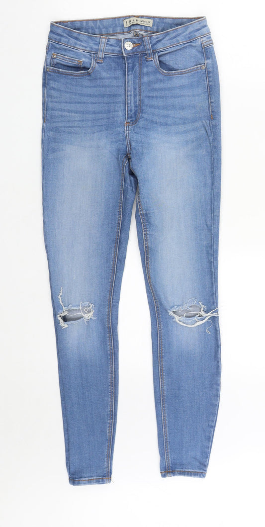 Denim & Co. Womens Blue  Cotton Straight Jeans Size 8 L27 in Regular Zip
