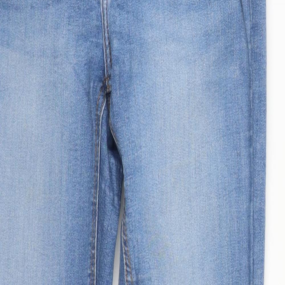 Denim & Co. Womens Blue  Cotton Straight Jeans Size 8 L27 in Regular Zip