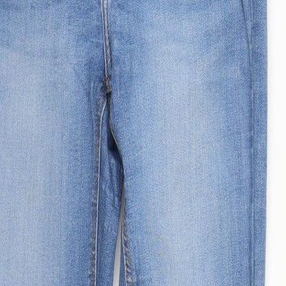 Denim & Co. Womens Blue  Cotton Straight Jeans Size 8 L27 in Regular Zip