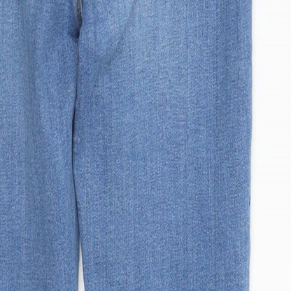 Denim & Co. Womens Blue  Cotton Straight Jeans Size 8 L27 in Regular Zip