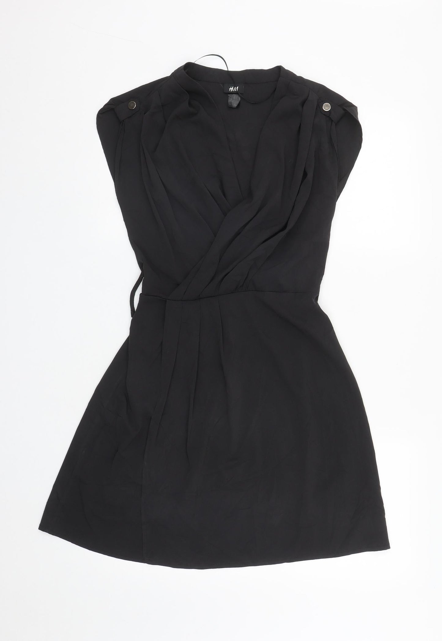 H&M Womens Black  Polyester Fit & Flare  Size 6  V-Neck