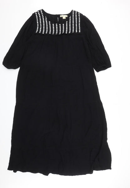 Studio West Womens Black  Cotton Maxi  Size S  Round Neck Button
