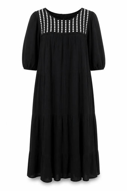 Studio West Womens Black  Cotton Maxi  Size S  Round Neck Button