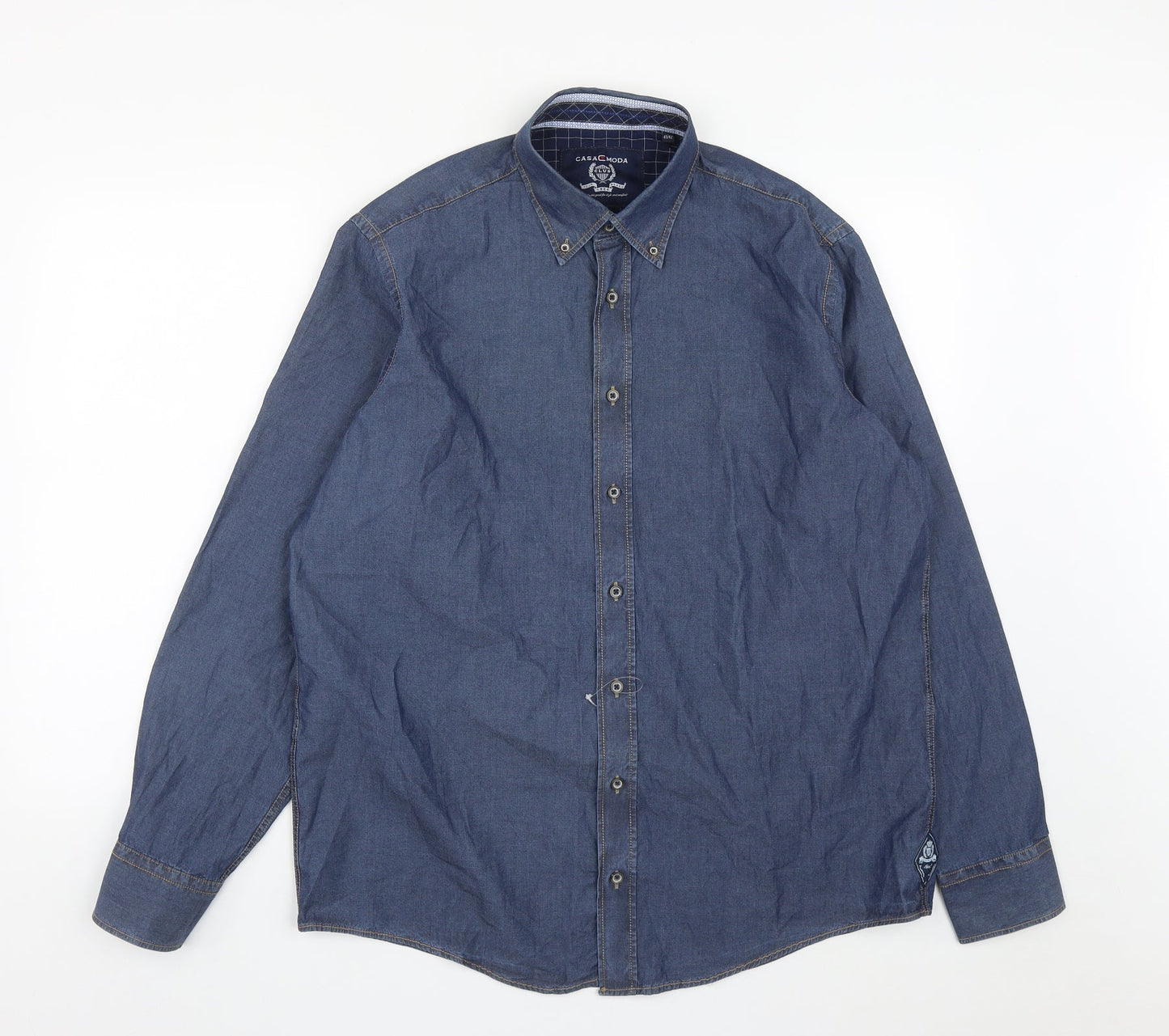 Mens UK Size L CASAMODA Blue  Button-Up Long Sleeve Casual Shirt