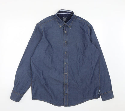 Mens UK Size L CASAMODA Blue  Button-Up Long Sleeve Casual Shirt