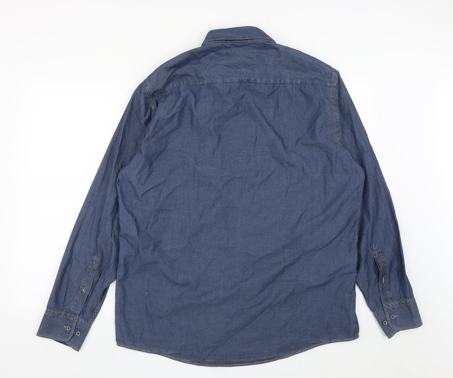 Mens UK Size L CASAMODA Blue  Button-Up Long Sleeve Casual Shirt
