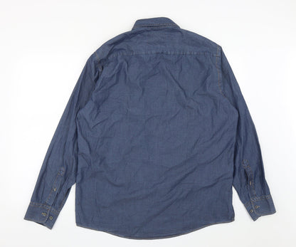 Mens UK Size L CASAMODA Blue  Button-Up Long Sleeve Casual Shirt