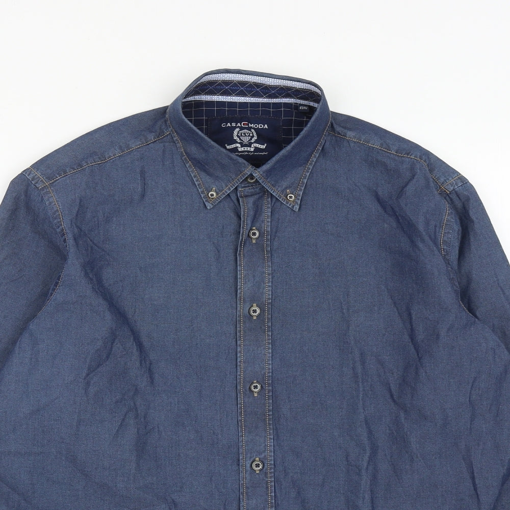 Mens UK Size L CASAMODA Blue  Button-Up Long Sleeve Casual Shirt