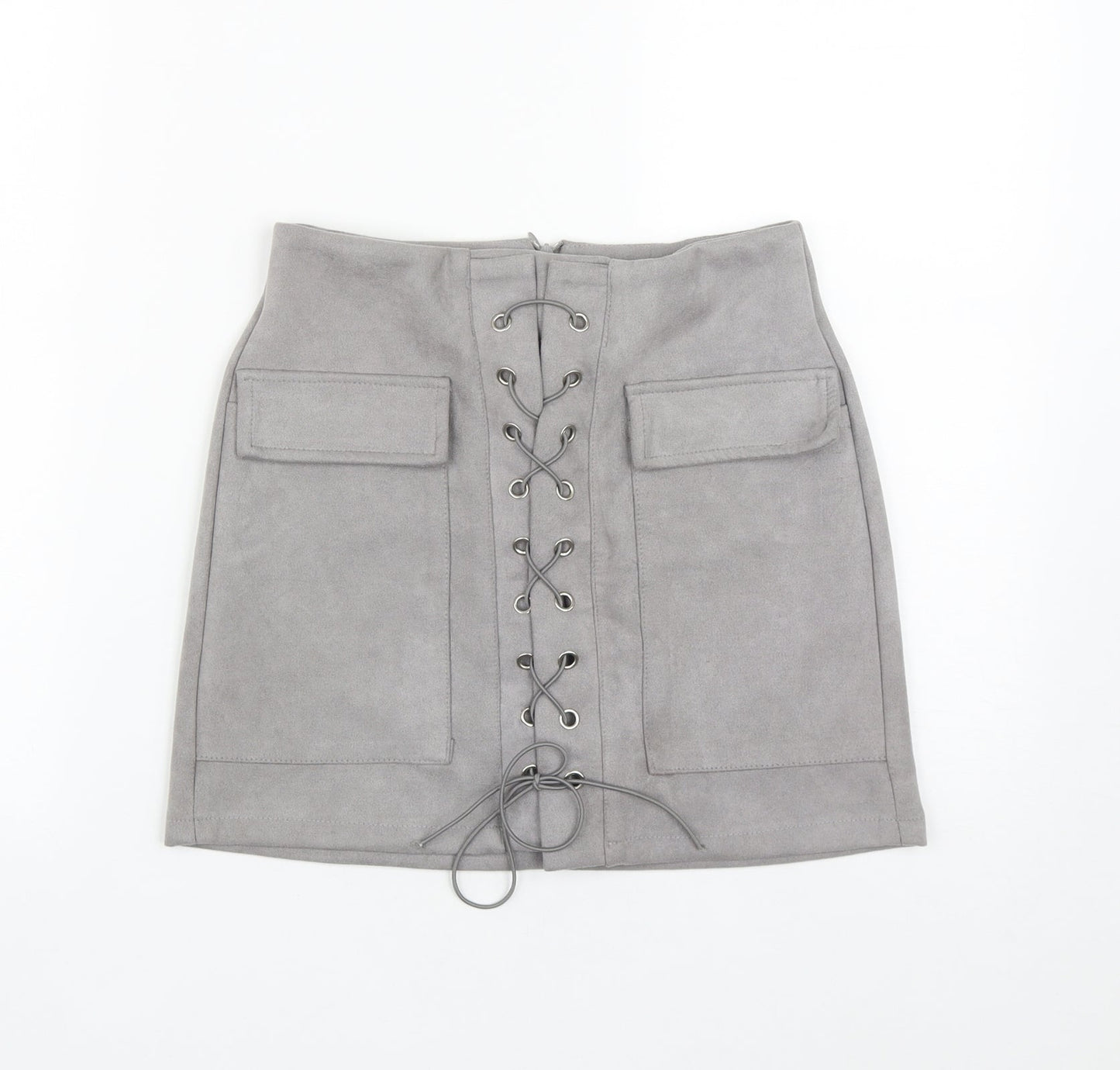 Prewron Womens Grey  Polyester A-Line Skirt Size 26 in   Zip