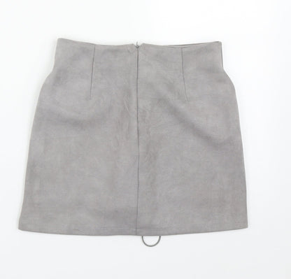 Prewron Womens Grey  Polyester A-Line Skirt Size 26 in   Zip