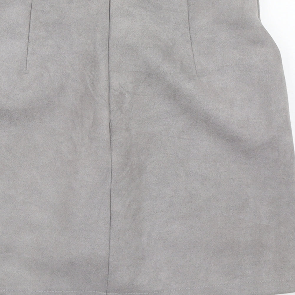 Prewron Womens Grey  Polyester A-Line Skirt Size 26 in   Zip