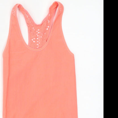 Preworn Womens Orange  Polyester Basic Tank Size S Round Neck