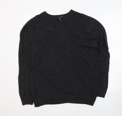 George Mens Grey V-Neck  Cotton Pullover Jumper Size M