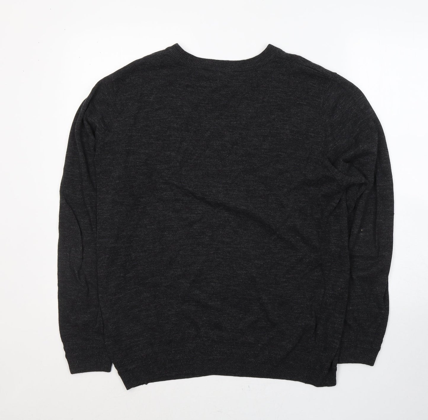 George Mens Grey V-Neck  Cotton Pullover Jumper Size M