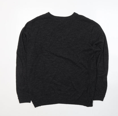 George Mens Grey V-Neck  Cotton Pullover Jumper Size M