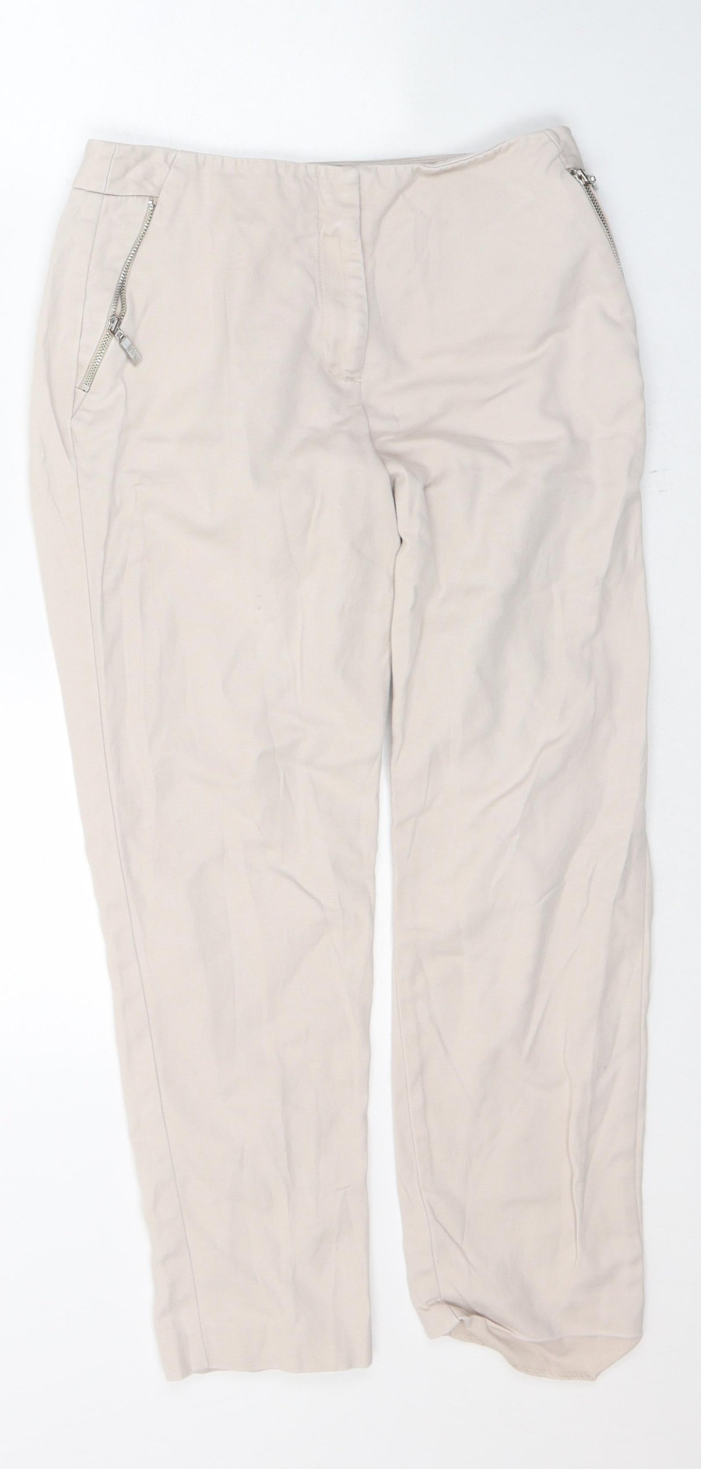 Julien Macdonald Womens Beige  Cotton Cropped Jeans Size 8 L23 in Regular Button