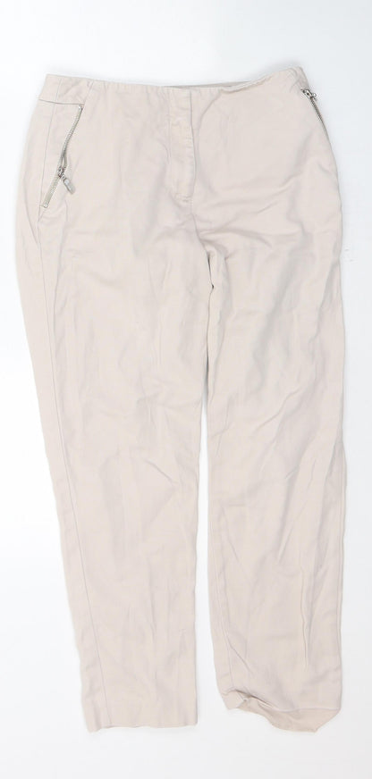 Julien Macdonald Womens Beige  Cotton Cropped Jeans Size 8 L23 in Regular Button