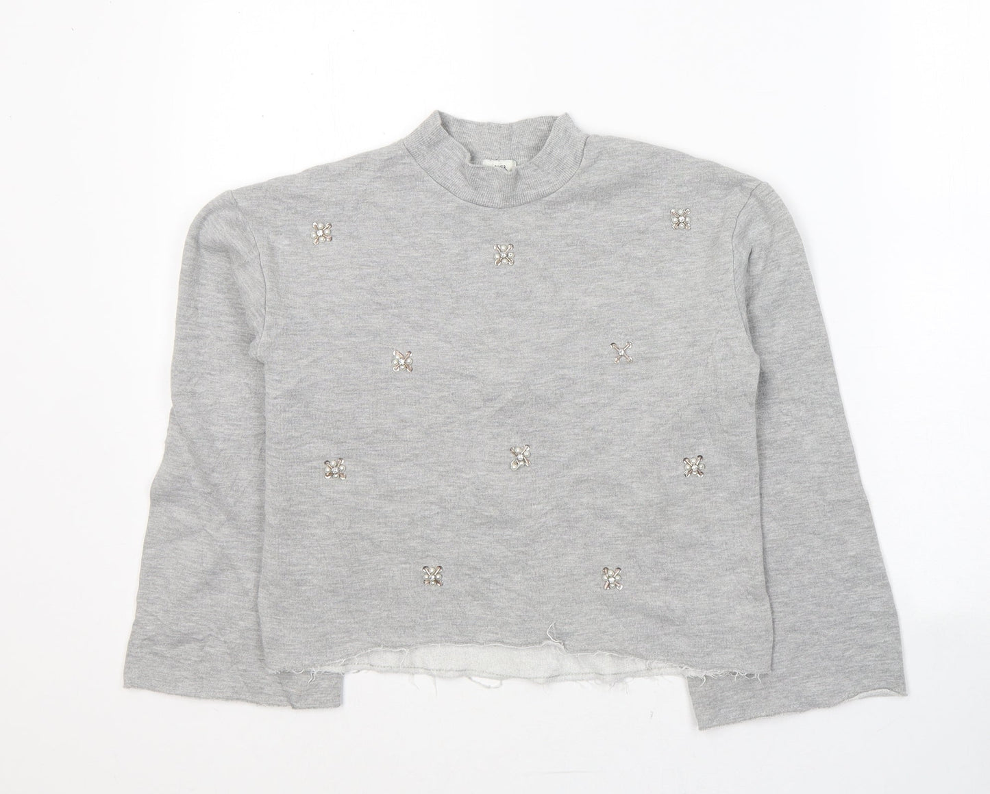 River Island Girls Grey  Cotton Pullover Sweatshirt Size 9-10 Years  Pullover