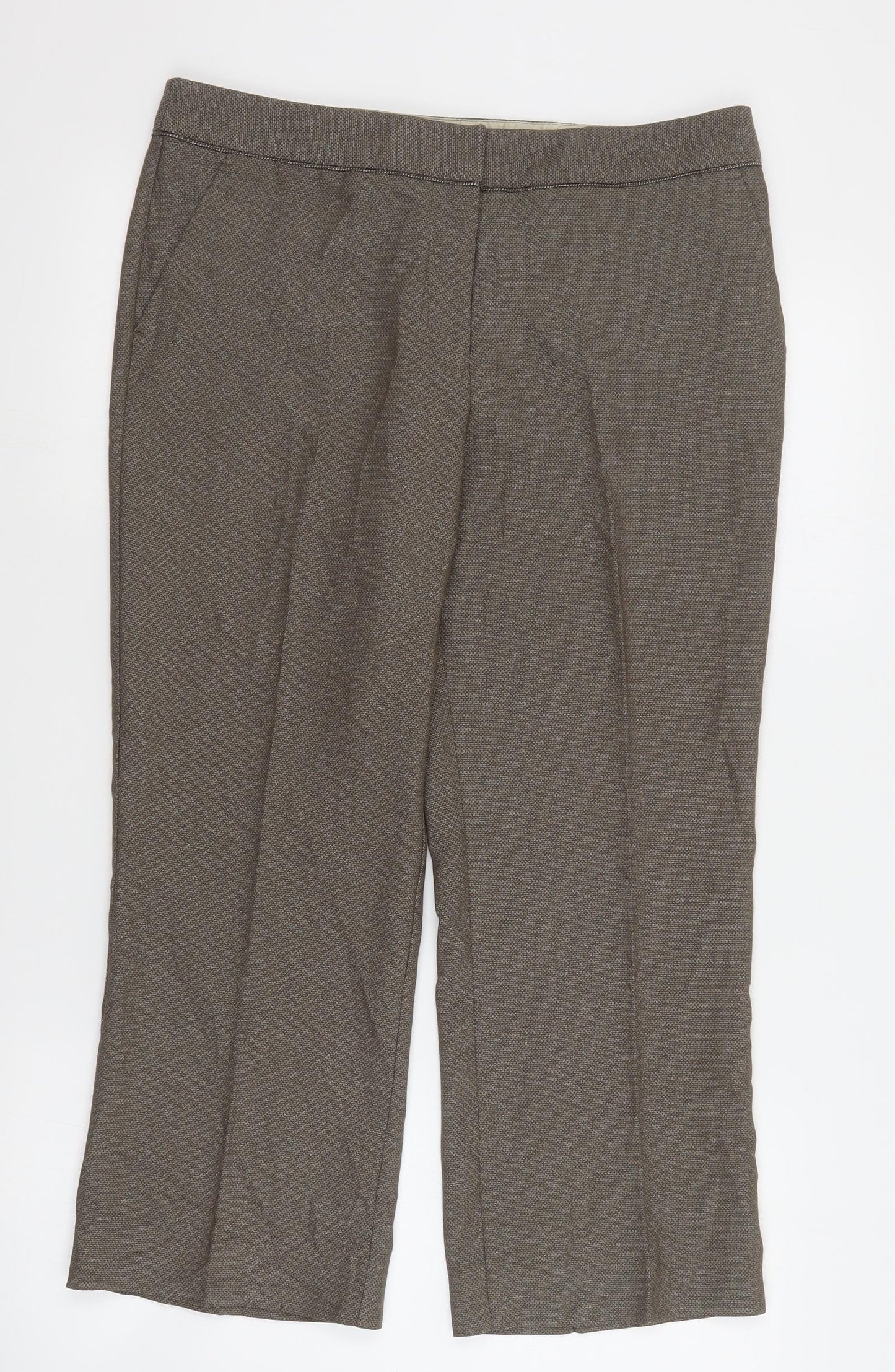 Womens UK Size 12 NEXT Regular Fit Cropped Brown Trousers