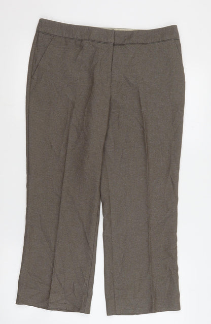 Womens UK Size 12 NEXT Regular Fit Cropped Brown Trousers