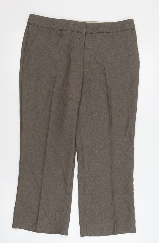 Womens UK Size 12 NEXT Regular Fit Cropped Brown Trousers