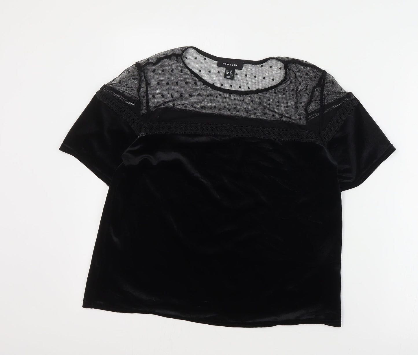 Womens UK Size 10 New Look Black Basic T-Shirt