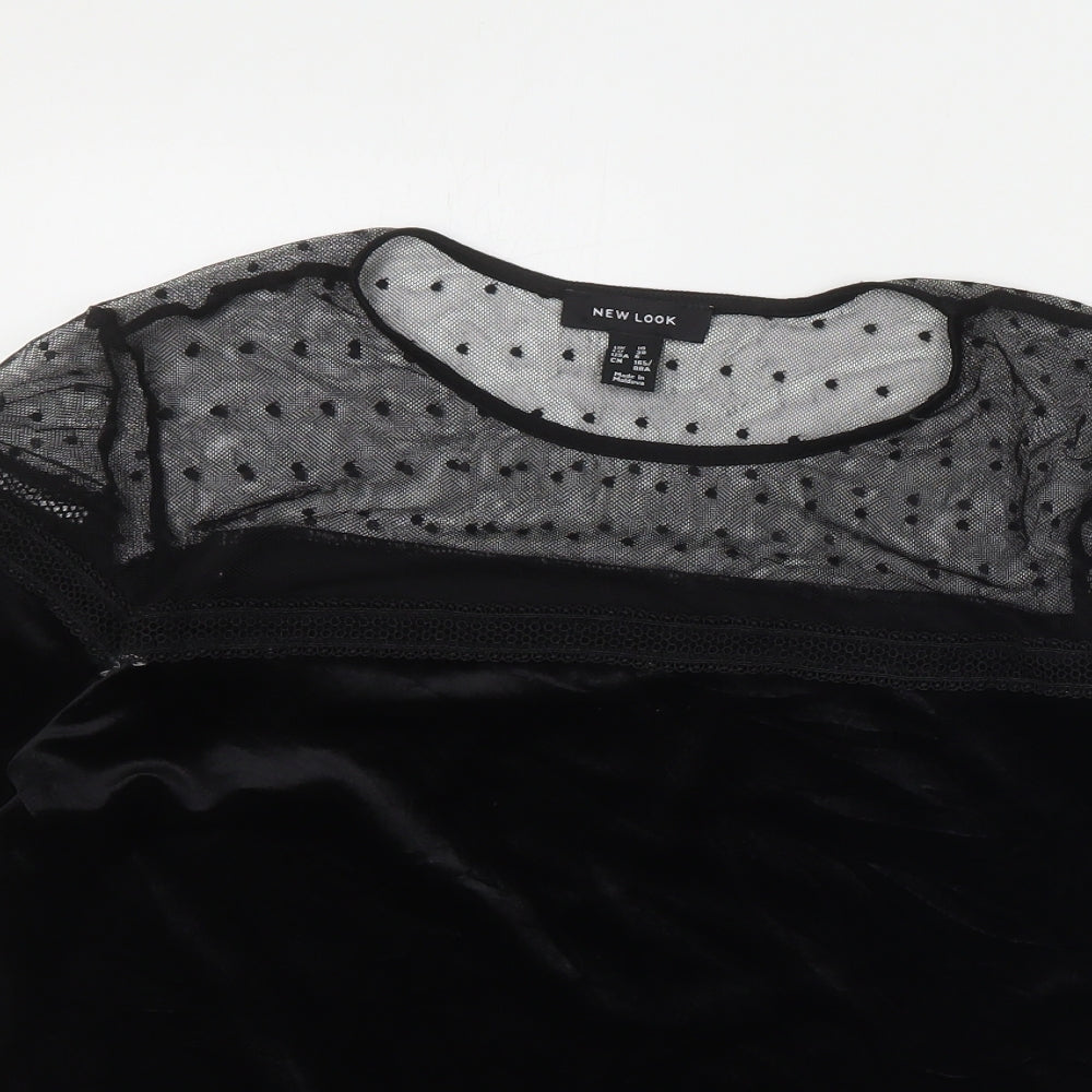 Womens UK Size 10 New Look Black Basic T-Shirt