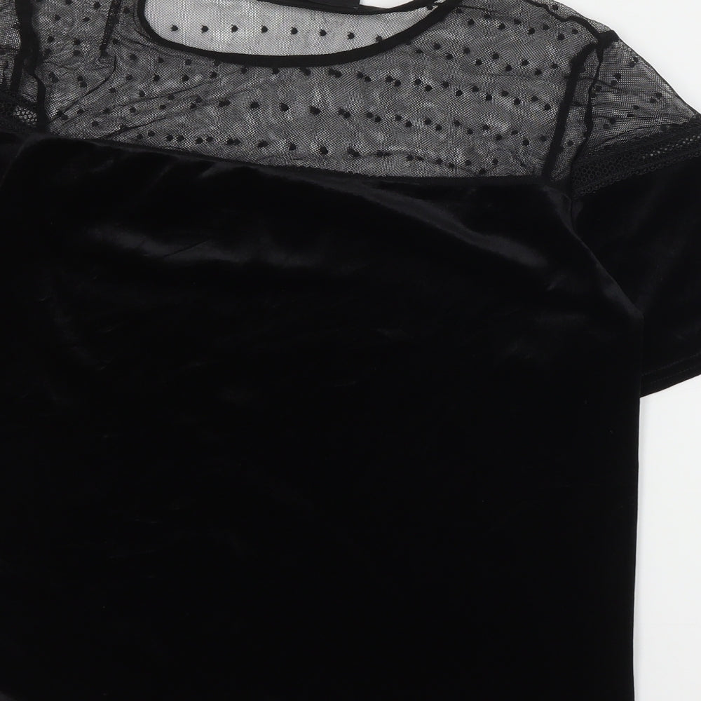 Womens UK Size 10 New Look Black Basic T-Shirt