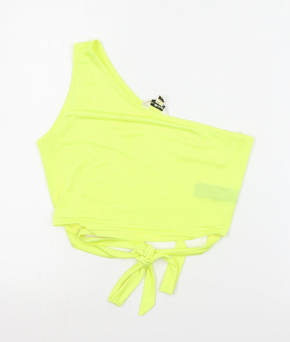 Miss Selfridge Womens Yellow  Polyester Cropped Tank Size 12 Round Neck