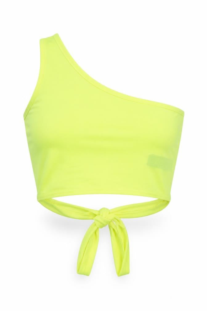Womens UK Size 12 Miss Selfridge Yellow Cropped Tank