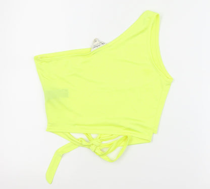Miss Selfridge Womens Yellow  Polyester Cropped Tank Size 12 Round Neck