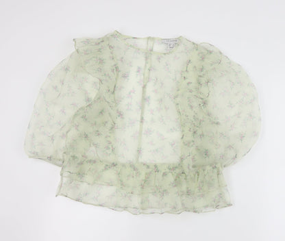Primark Womens Green Floral Polyester Basic Blouse Size 12 Round Neck