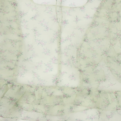 Primark Womens Green Floral Polyester Basic Blouse Size 12 Round Neck